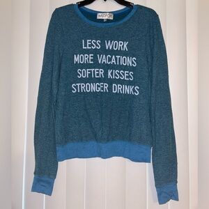 Wildfox Teal and Blue Graphic Top